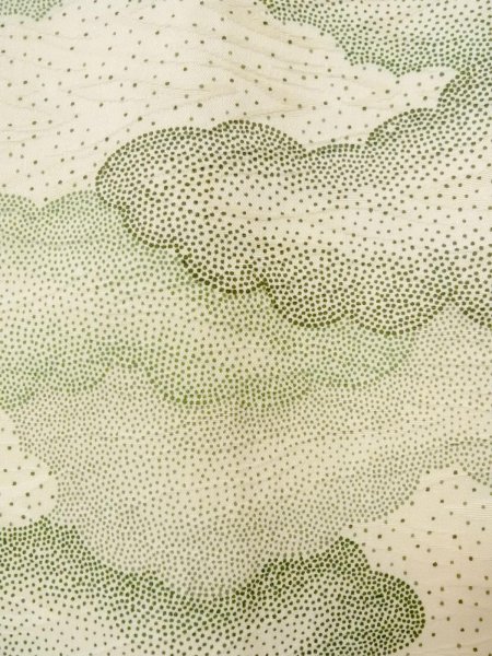 Photo6: O0218P Vintage Japanese kimono   Ivory KOMON dyed for women / Silk. Cloud,   (Grade B) (6)