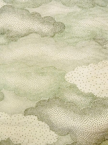 Photo7: O0218P Vintage Japanese kimono   Ivory KOMON dyed for women / Silk. Cloud,   (Grade B) (7)