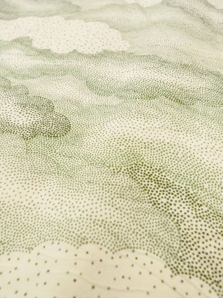 Photo8: O0218P Vintage Japanese kimono   Ivory KOMON dyed for women / Silk. Cloud,   (Grade B) (8)