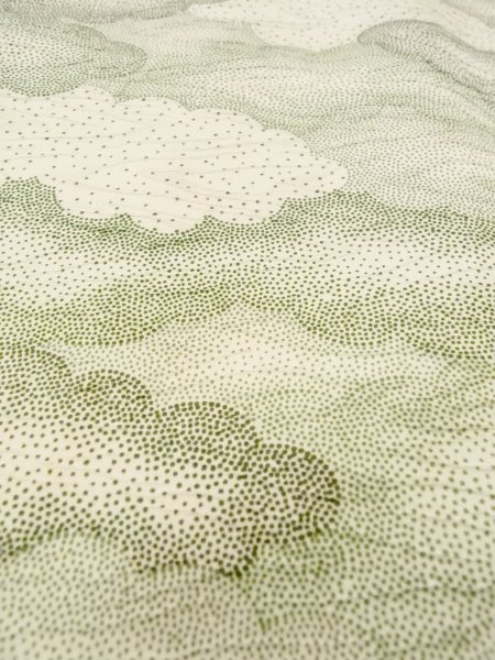 Photo9: O0218P Vintage Japanese kimono   Ivory KOMON dyed for women / Silk. Cloud,   (Grade B) (9)