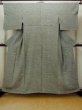 Photo1: O0218Q Vintage Japanese kimono  Dark Olive KOMON dyed for women / Silk. Chrysanthemum,   (Grade B) (1)