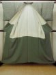 Photo2: O0218Q Vintage Japanese kimono  Dark Olive KOMON dyed for women / Silk. Chrysanthemum,   (Grade B) (2)