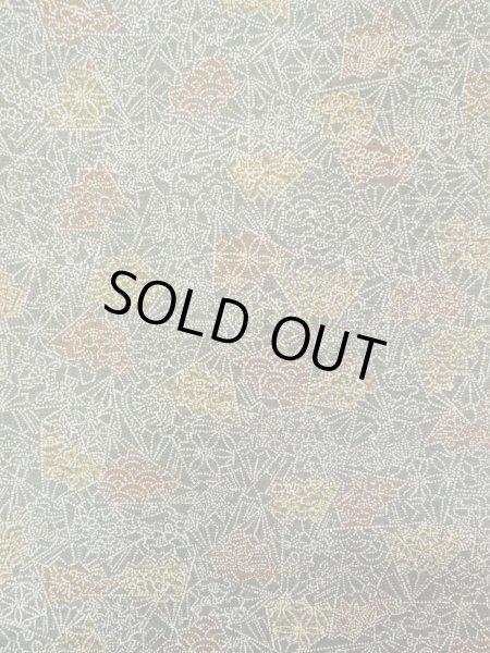 Photo5: O0218Q Vintage Japanese kimono  Dark Olive KOMON dyed for women / Silk. Chrysanthemum,   (Grade B) (5)