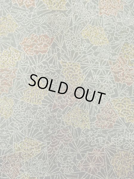 Photo7: O0218Q Vintage Japanese kimono  Dark Olive KOMON dyed for women / Silk. Chrysanthemum,   (Grade B) (7)