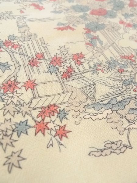 Photo10: O0218R Vintage Japanese kimono  Grayish Light Blue KOMON dyed for women / Silk. SAKURA cherry blossom,   (Grade C) (10)