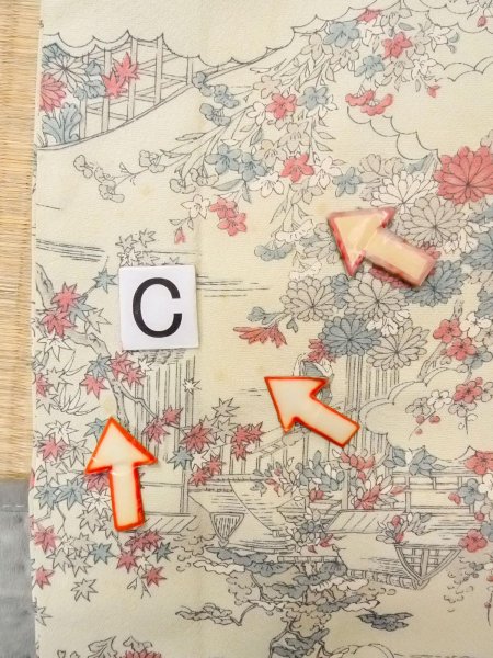 Photo16: O0218R Vintage Japanese kimono  Grayish Light Blue KOMON dyed for women / Silk. SAKURA cherry blossom,   (Grade C) (16)