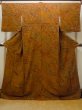 Photo1: Mint O0218S Vintage Japanese kimono  Reddish Brown KOMON dyed for women / Silk. Chinese flower,   (Grade A) (1)