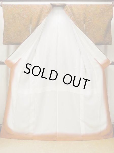 Photo2: Mint O0218S Vintage Japanese kimono  Reddish Brown KOMON dyed for women / Silk. Chinese flower,   (Grade A) (2)