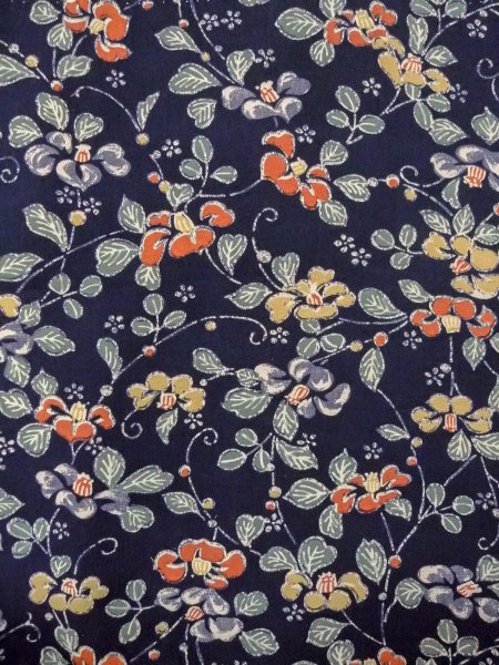 Photo4: O0218T Vintage Japanese kimono   Indigo Blue KOMON dyed for women / Silk. Flower,   (Grade B) (4)