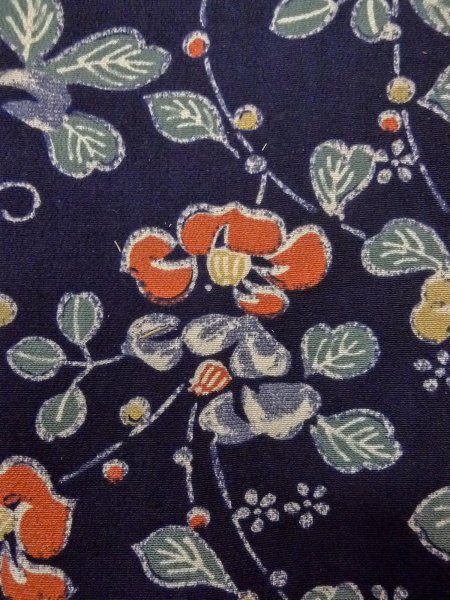 Photo7: O0218T Vintage Japanese kimono   Indigo Blue KOMON dyed for women / Silk. Flower,   (Grade B) (7)