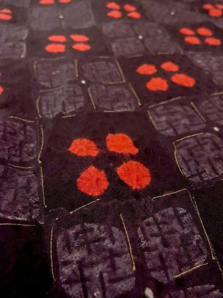 Photo10: Mint O0218U Vintage Japanese kimono  Brownish Black KOMON dyed for women / Silk. Flower,   (Grade A) (10)