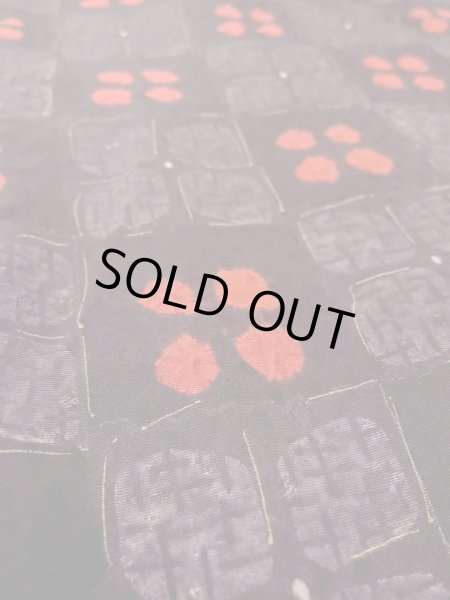 Photo10: Mint O0218U Vintage Japanese kimono  Brownish Black KOMON dyed for women / Silk. Flower,   (Grade A) (10)