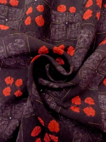 Photo11: Mint O0218U Vintage Japanese kimono  Brownish Black KOMON dyed for women / Silk. Flower,   (Grade A) (11)