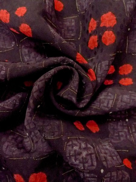 Photo12: Mint O0218U Vintage Japanese kimono  Brownish Black KOMON dyed for women / Silk. Flower,   (Grade A) (12)