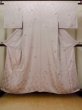 Photo1: O0218V Vintage Japanese kimono  Shiny Off White KOMON dyed for women / Silk. Chrysanthemum,   (Grade D) (1)