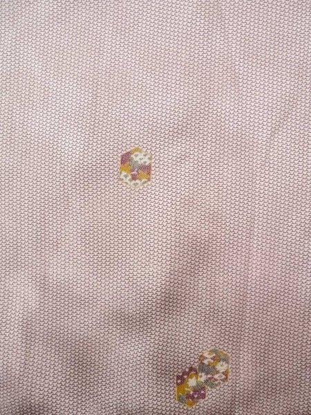 Photo3: O0218V Vintage Japanese kimono  Shiny Off White KOMON dyed for women / Silk. Chrysanthemum,   (Grade D) (3)