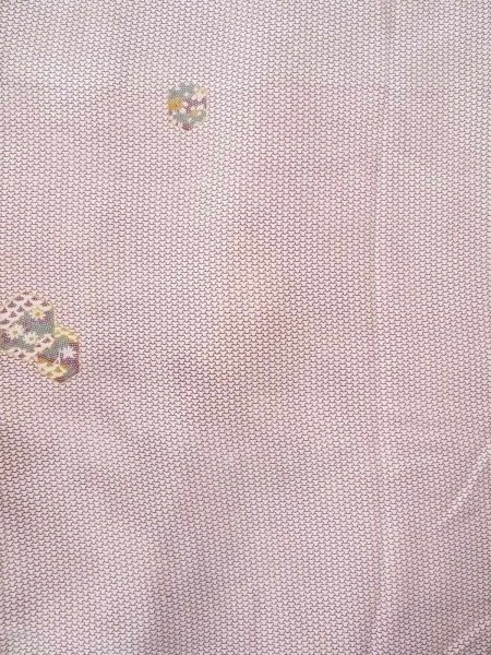 Photo4: O0218V Vintage Japanese kimono  Shiny Off White KOMON dyed for women / Silk. Chrysanthemum,   (Grade D) (4)