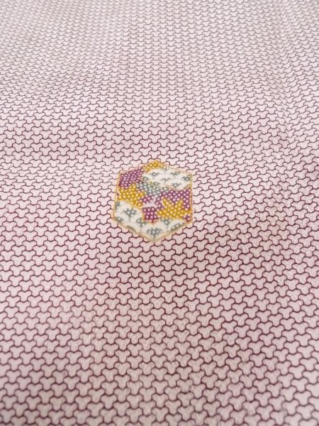 Photo10: O0218V Vintage Japanese kimono  Shiny Off White KOMON dyed for women / Silk. Chrysanthemum,   (Grade D) (10)