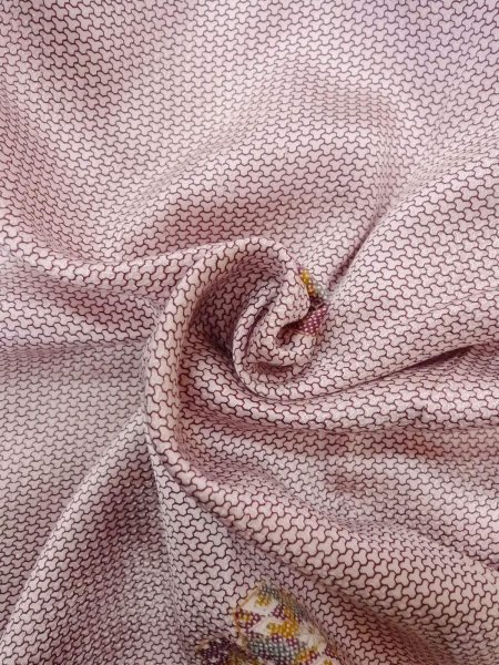 Photo12: O0218V Vintage Japanese kimono  Shiny Off White KOMON dyed for women / Silk. Chrysanthemum,   (Grade D) (12)