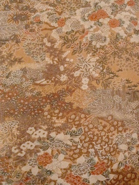 Photo4: Mint O0218W Used Japanese kimono   Brown KOMON dyed for women / Silk. SAKURA cherry blossom,   (Grade A) (4)