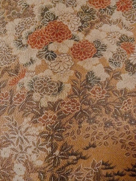 Photo7: Mint O0218W Used Japanese kimono   Brown KOMON dyed for women / Silk. SAKURA cherry blossom,   (Grade A) (7)