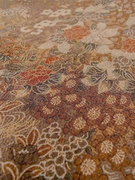 Photo10: Mint O0218W Used Japanese kimono   Brown KOMON dyed for women / Silk. SAKURA cherry blossom,   (Grade A) (10)