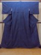 Photo1: Mint O0218X Used Japanese kimono   Indigo Blue KOMON dyed for women / Silk. Chrysanthemum,   (Grade A) (1)