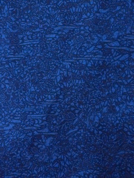 Photo3: Mint O0218X Used Japanese kimono   Indigo Blue KOMON dyed for women / Silk. Chrysanthemum,   (Grade A) (3)