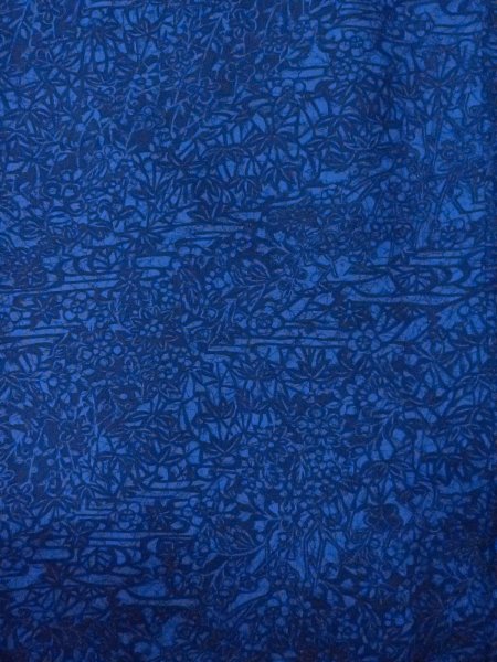 Photo4: Mint O0218X Used Japanese kimono   Indigo Blue KOMON dyed for women / Silk. Chrysanthemum,   (Grade A) (4)