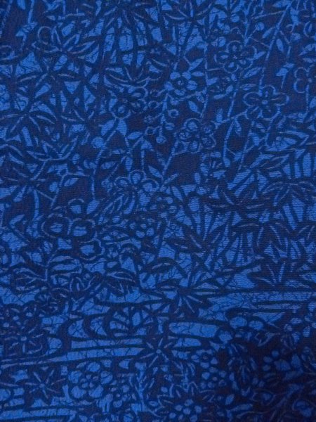 Photo6: Mint O0218X Used Japanese kimono   Indigo Blue KOMON dyed for women / Silk. Chrysanthemum,   (Grade A) (6)