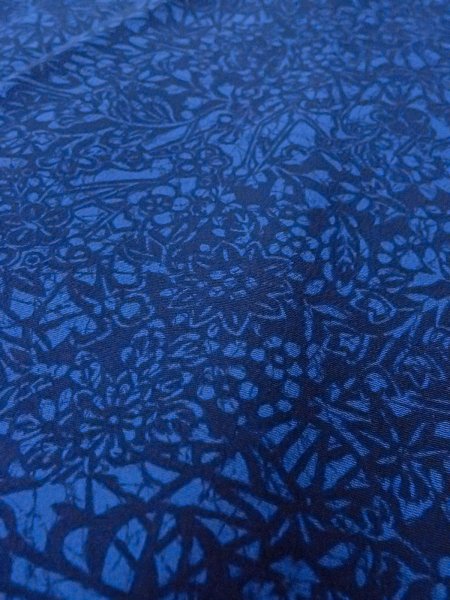 Photo8: Mint O0218X Used Japanese kimono   Indigo Blue KOMON dyed for women / Silk. Chrysanthemum,   (Grade A) (8)
