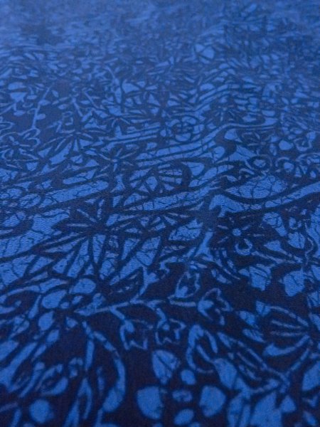 Photo10: Mint O0218X Used Japanese kimono   Indigo Blue KOMON dyed for women / Silk. Chrysanthemum,   (Grade A) (10)