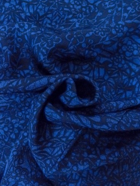 Photo11: Mint O0218X Used Japanese kimono   Indigo Blue KOMON dyed for women / Silk. Chrysanthemum,   (Grade A) (11)