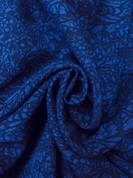 Photo12: Mint O0218X Used Japanese kimono   Indigo Blue KOMON dyed for women / Silk. Chrysanthemum,   (Grade A) (12)