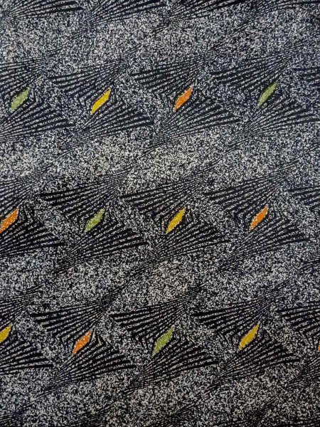 Photo3: Mint O0218Y Used Japanese kimono   Black KOMON dyed for women / Silk. Lozenges,   (Grade A) (3)