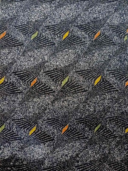 Photo4: Mint O0218Y Used Japanese kimono   Black KOMON dyed for women / Silk. Lozenges,   (Grade A) (4)