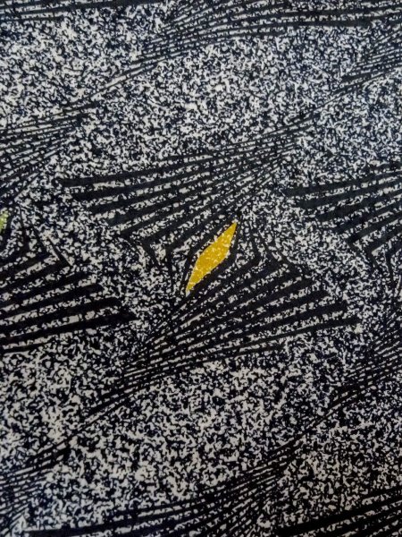 Photo7: Mint O0218Y Used Japanese kimono   Black KOMON dyed for women / Silk. Lozenges,   (Grade A) (7)