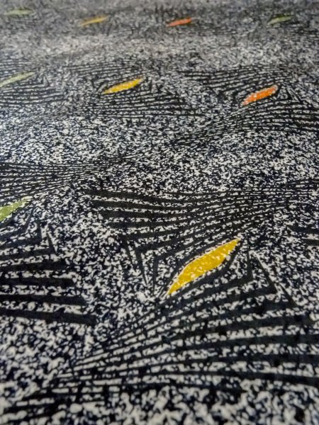 Photo8: Mint O0218Y Used Japanese kimono   Black KOMON dyed for women / Silk. Lozenges,   (Grade A) (8)