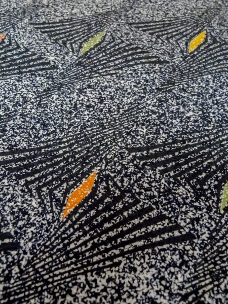 Photo9: Mint O0218Y Used Japanese kimono   Black KOMON dyed for women / Silk. Lozenges,   (Grade A) (9)