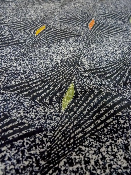 Photo10: Mint O0218Y Used Japanese kimono   Black KOMON dyed for women / Silk. Lozenges,   (Grade A) (10)