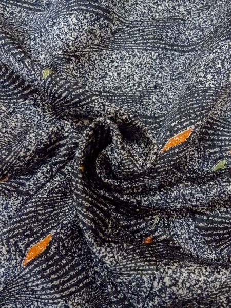 Photo11: Mint O0218Y Used Japanese kimono   Black KOMON dyed for women / Silk. Lozenges,   (Grade A) (11)