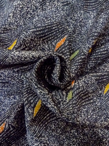 Photo12: Mint O0218Y Used Japanese kimono   Black KOMON dyed for women / Silk. Lozenges,   (Grade A) (12)