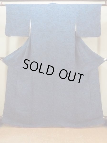 Photo1: O0218Z Used Japanese kimono   Indigo Blue KOMON dyed for women / Silk. SAKURA cherry blossom,   (Grade B) (1)