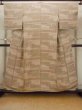 Photo1: O0219A Vintage Japanese kimono   Beige KOMON dyed for women / Silk. KIKYO Japanese balloonflower,   (Grade A) (1)