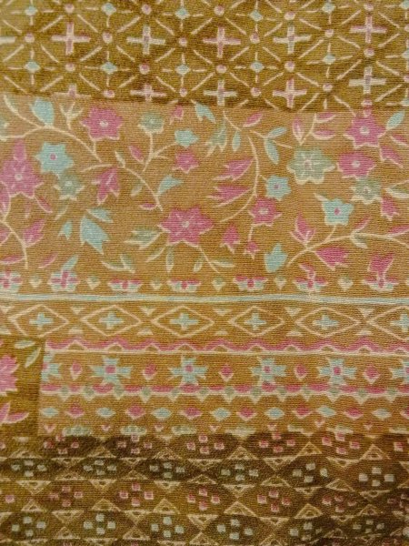 Photo6: O0219A Vintage Japanese kimono   Beige KOMON dyed for women / Silk. KIKYO Japanese balloonflower,   (Grade A) (6)