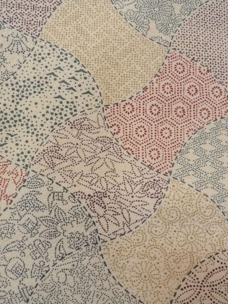 Photo5: O0219D Vintage Japanese kimono   Off White KOMON dyed for women / Silk. Chrysanthemum,   (Grade B) (5)