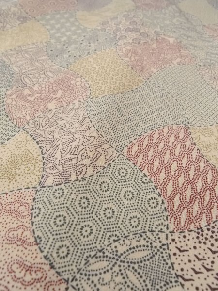 Photo8: O0219D Vintage Japanese kimono   Off White KOMON dyed for women / Silk. Chrysanthemum,   (Grade B) (8)