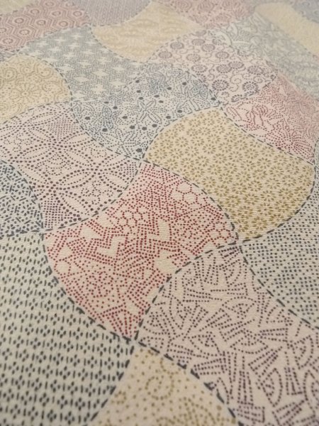 Photo9: O0219D Vintage Japanese kimono   Off White KOMON dyed for women / Silk. Chrysanthemum,   (Grade B) (9)