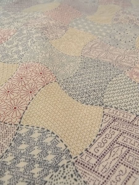 Photo10: O0219D Vintage Japanese kimono   Off White KOMON dyed for women / Silk. Chrysanthemum,   (Grade B) (10)