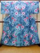 Photo1: O0228A Vintage Japanese kimono  Pale Light Blue YUKATA summer(made in Other than Japan) for women / Cotton. Flower,   (Grade C) (1)